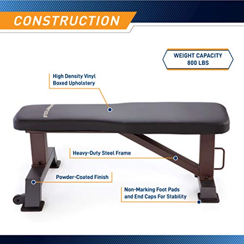 Steelbody Flat Utility Weight Bench - Kodiak Brown, Heavy-Duty Home Gym Equipment