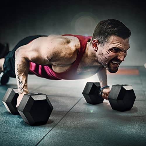 Yes4All 45 lb Rubber-Coated Hex Dumbbell with Grip - Strength Training Equipment