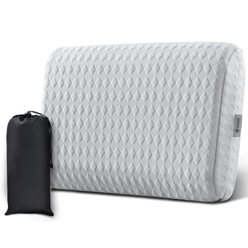 Travel Pillow with Memory Foam and Washable Cover - Gray