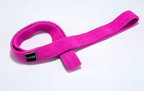 Vitos Fitness Polyester V-Power Band | Allergy Prevention Snap Proof Pull Up Assist Heavy Duty Resistance Mobility Lifting Perfect Body Stretching Training (#2 Light, Pink)