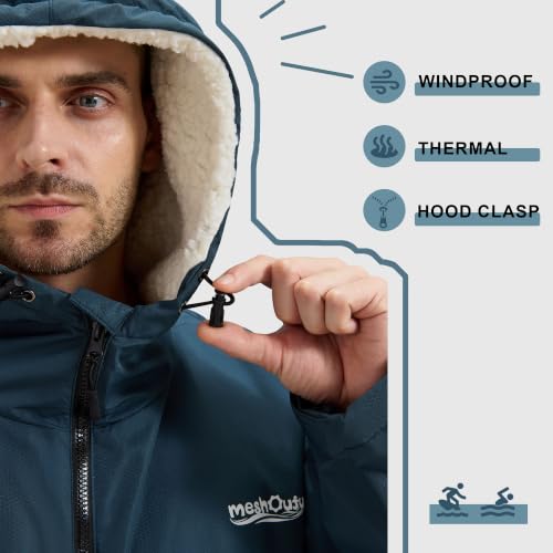 Adult Waterproof Hooded Swim Parka - Dark Navy X-Large Waterproof Swimming Jacket