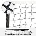 Heavy Duty Volleyball Net 32x3 FT with Steel Cables & Reinforced Dowels - Black & White