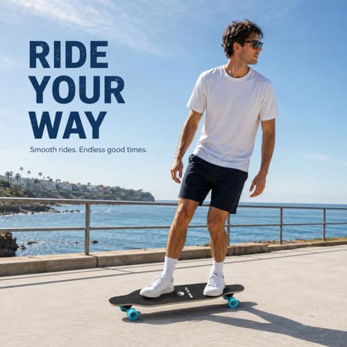 41-Inch Longboard Skateboard for Beginners and Adults - Canadian Maple Drop-Through Deck