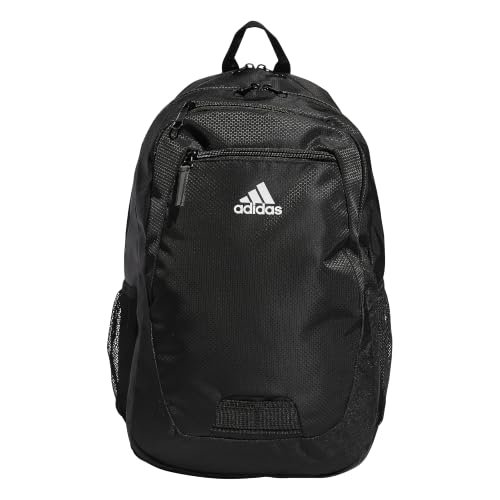 adidas Foundation School Backpack 38L - Black/White, Fits 16-Inch Laptop, Water Bottle Pockets, Ample Storage