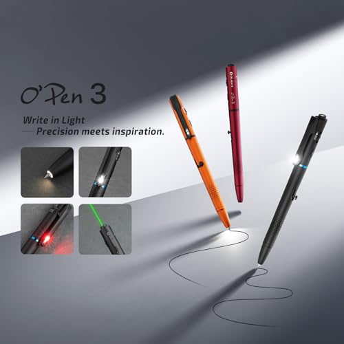 OLIGHT O'Pen 3 4-in-1 Rechargeable Pen Light with Ballpoint Refill, Wine Red