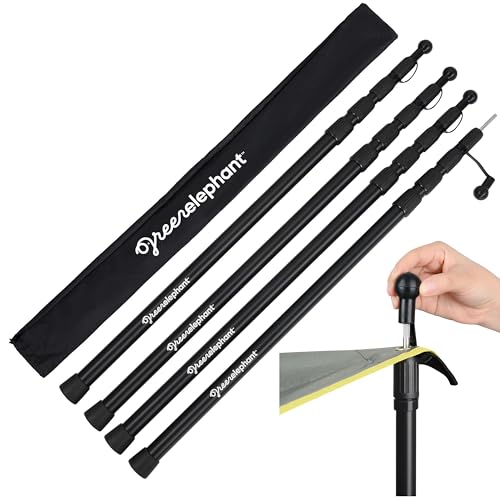 Green Elephant Adjustable Camping Tarp Poles Set of 4 - Telescoping Aluminum Tent & Canopy Poles