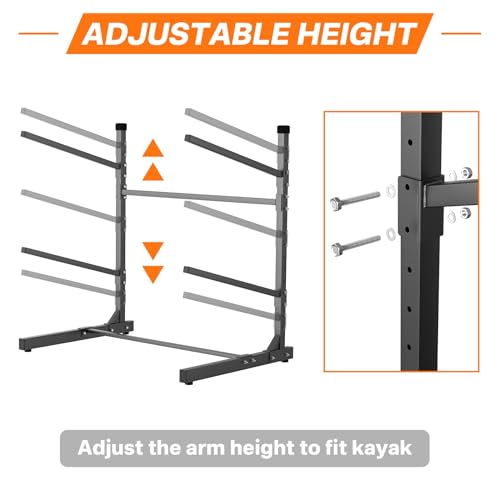 TORACK 3-Tier Heavy-Duty Freestanding Kayak Rack - Adjustable, Rust-Resistant Storage Stand