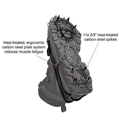 Large Black Winter Ice Crampon for Hiking Trails - Traction System for Ice Snow Mud
