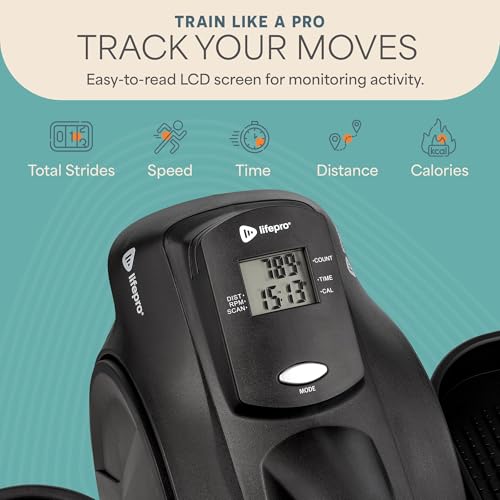 Lifepro FlexStride Under Desk Elliptical - Black, Compact, Quiet Cardio Machine
