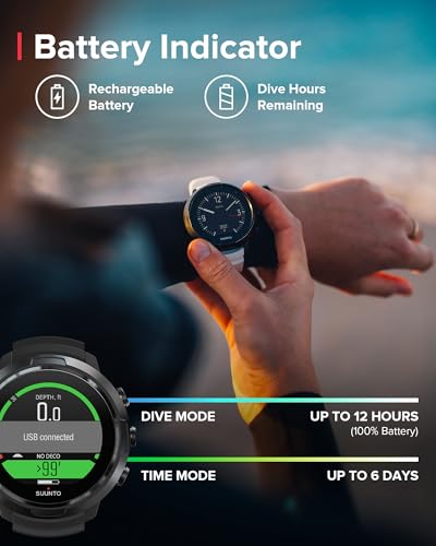 Suunto D5 Dive Computer with Color Display, 100m Waterproof, All Black