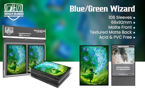 Regular Blue/Green Hand-Drawn Textured Matte Card Sleeves for Trading Cards - 100 Pack