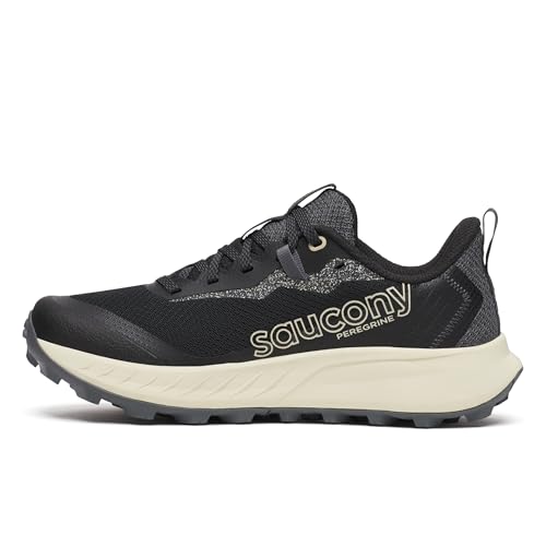 Saucony Peregrine 15 Trail Running Shoes 9 Wide Black Pearl - Neutral Cushioning, Lightweight, Durable