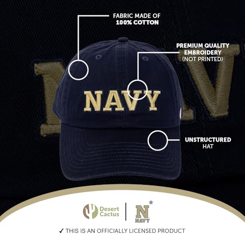 Desert Cactus Navy Midshipmen Embroidered Baseball Hat - Unisex Cap