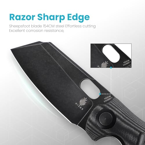 Kizer Sheepdog Pocket Knife 3.31" 154CM Blade Folding EDC Knife with Micarta Handle