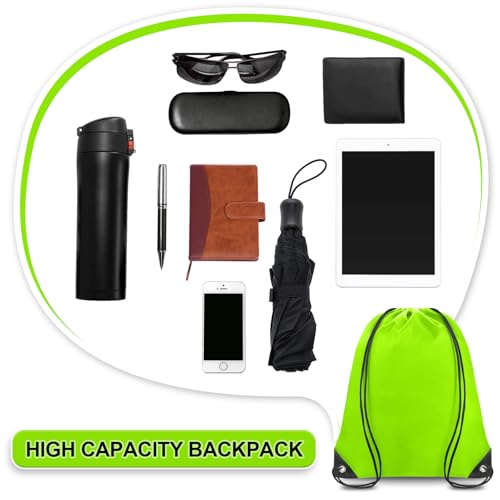Light Green Drawstring Backpack Bulk 70 Pack 16.5x13.4in for Gym Camping