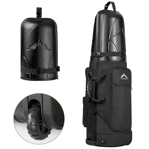 uniHimal Black Golf Travel Bag with Hard Shell Top 1680D Waterproof Nylon