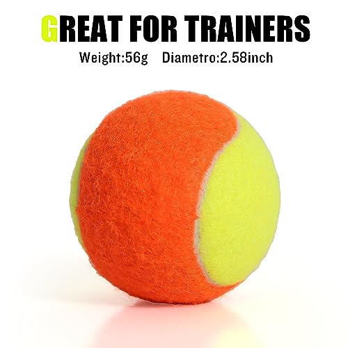 Kids Tennis Balls - Orange 12 Pack Low-Compression Training Balls for Beginners