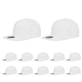 ZH Plain Flat Brim Snapback Baseball Caps Adjustable Blank Baseball Caps Wholesale 12 Pack White