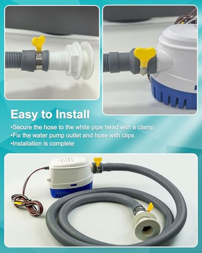1200 GPH Automatic Bilge Pump for Boat with 3-Way Switch Panel - 12V, Saltwater Resistant