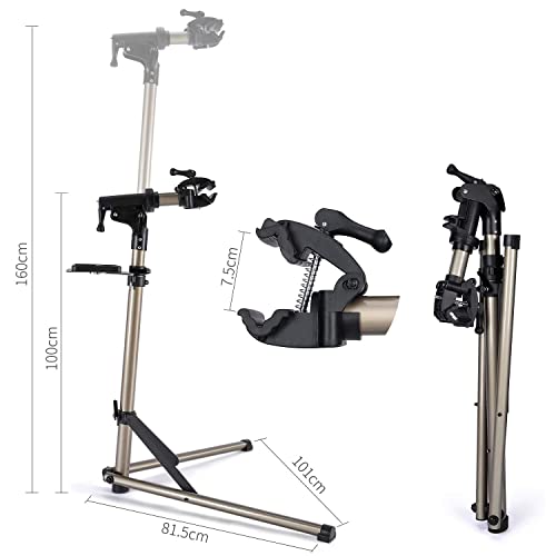 Bike Repair Stand with 360° Rotating Clamp - Adjustable Bicycle Maintenance Rack - Champagne Blue