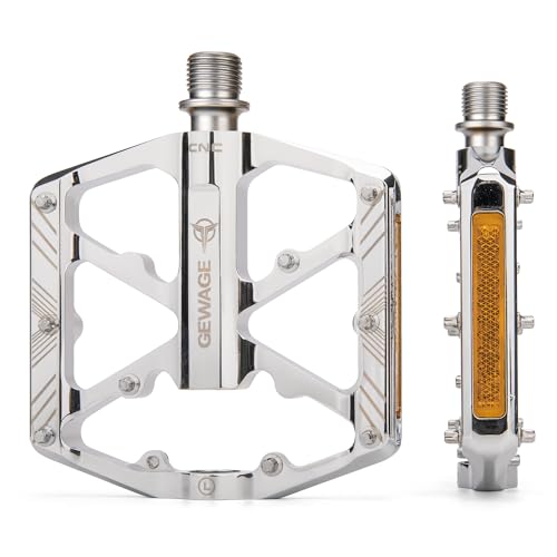 S-Silver Bicycle Pedals 9/16 Inch MTB Road Bike with Reflectors & 3 Bearings