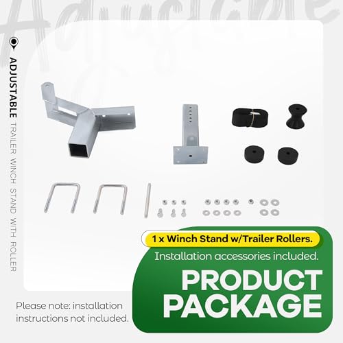 Boat Trailer Winch Stand with Adjustable Height & Trailer Rollers - Heavy Duty Steel