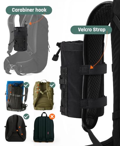 Water Bottle Holder for Backpack - Molle Pouch for 8-24oz Bottles - Black / 1