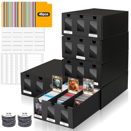 15000+ Card Storage Box Bulk Set with Dividers & Labels for Trading Cards - AOBOPLE