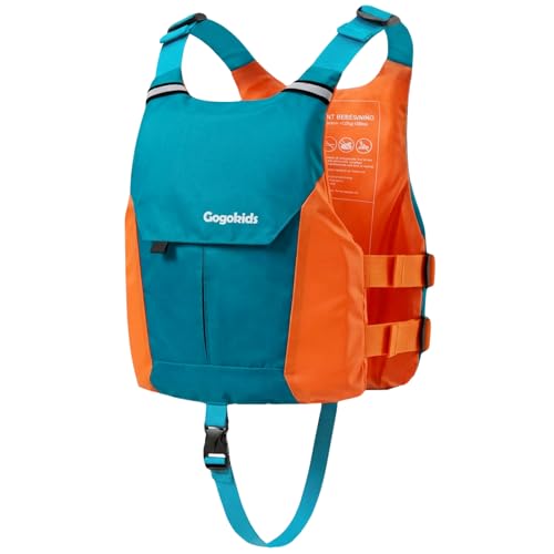 Kids Swim Vest Neoprene Buoyancy Aid for 50-125 lbs Dark Green+Orange