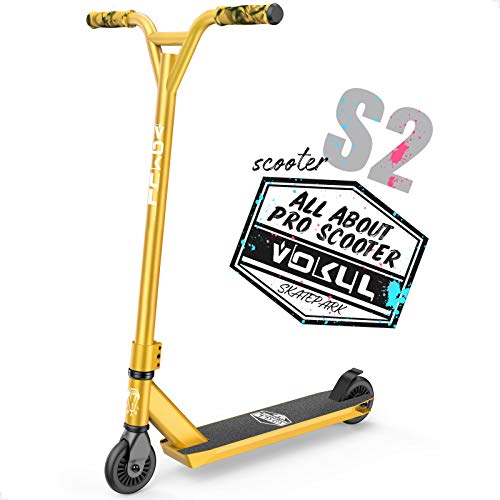 VOKUL Gold Pro Kids Scooter for Boys & Girls - Freestyle Stunt & Tricks, Lightweight Entry-Level Skateboard, Age 7-14