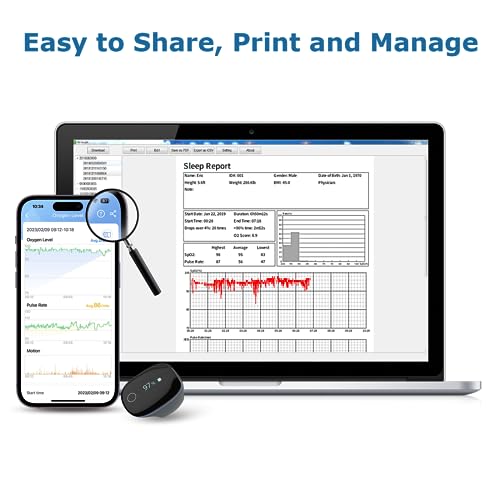 Oxygen Monitor with Vibration Reminder Bluetooth Pulse Oximeter Continuous SpO2 & PR Tracking
