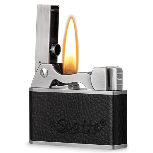 Vintage Kerosene Lighter with Windproof Soft Flame, Leather & Metal Design, Refillable Pocket Torch, Gift for Men