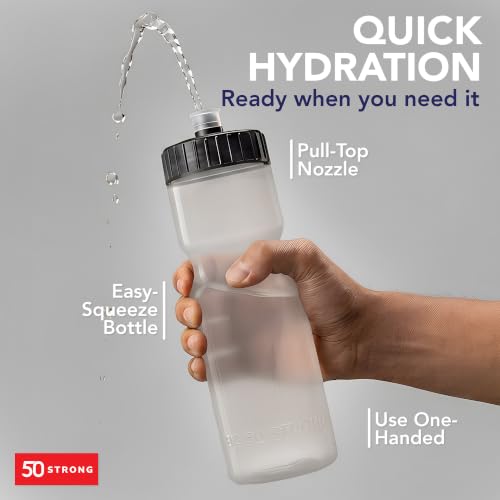 50 Strong 22 oz Bulk Water Bottles - Clear, 24-Pack Sports Squeeze