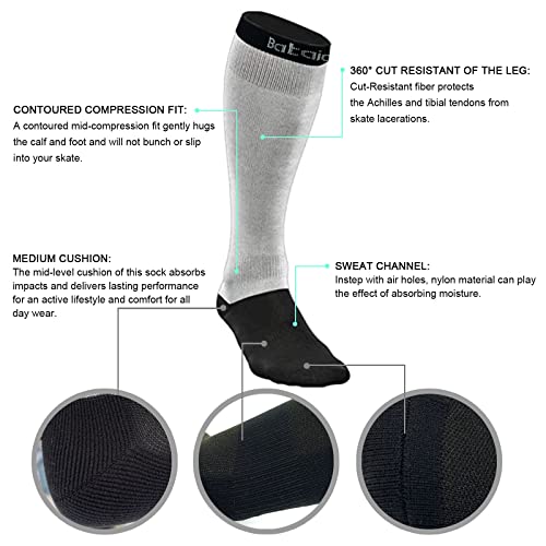 Large Black Cut Resistant Hockey Socks Level 3 Protection with Dyneema Yarn