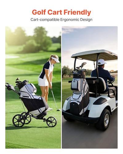 VEVOR Gray Golf Cart Bag with 14-Way Divider, Rain Hood & Storage Pockets