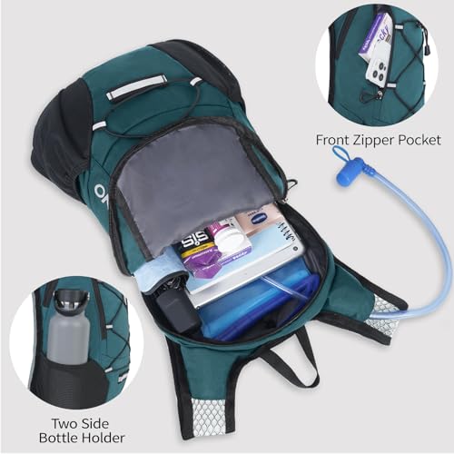 Lightweight Hydration Backpack with 2L Water Bladder - Plaid Dark Blue