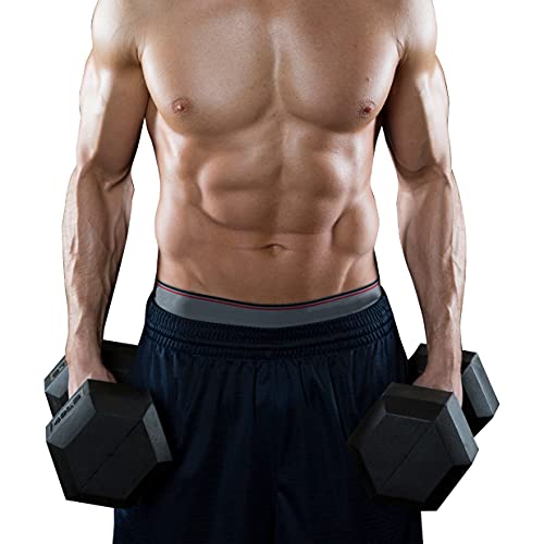 20 lb Pair Rubber Coated Hex Dumbbells for Strength Training - Cast Iron