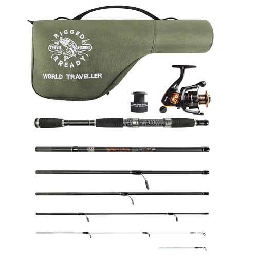 World Traveller Travel Fishing Rod & Reel Combo - Compact, Interchange Tips, Case