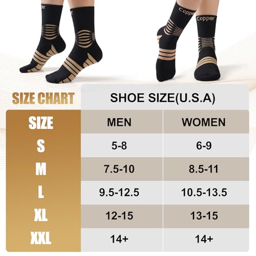 Professional Copper Compression Socks for Men & Women - Medium/High Copper 20-30 mmHg