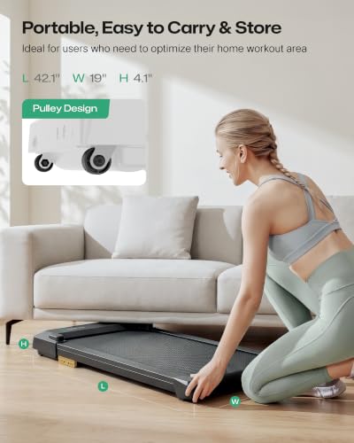UREVO Black Smart Under Desk Treadmill with App Control & Shock Absorption