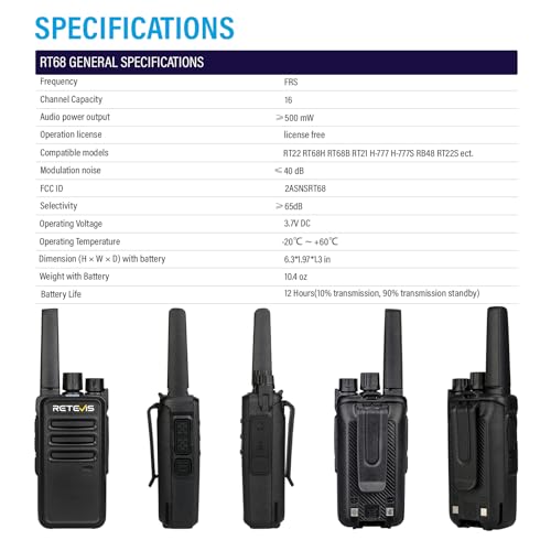 Long Range Walkie Talkies with Earpiece 10 Pack - Business Two Way Radios