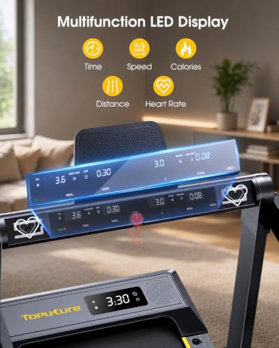Shadow TOPUTURE 4-in-1 Foldable Walking Pad Treadmill with 12% Incline & Bluetooth Speaker