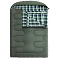 WKFAMOUT Olive Double Sleeping Bag for Adults, 2 Person Cold Weather Camping