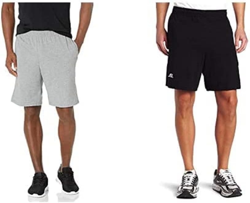 Russell Athletic Men's 9" Cotton Shorts - Relaxed Fit with Pockets & Adjustable Waist | Sizes S-4X