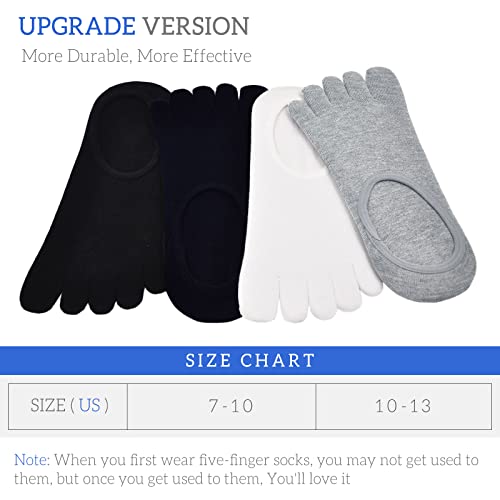 Hellomamma No Show Toe Socks for Men Multicoloured 4 Pairs Size 9-11 - Low Cut Running & Sports Socks