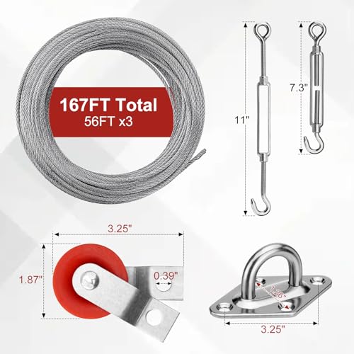 TRUCFUSION 35FT Batting Cage Cable Kit for Baseball Softball Nets with Steel Wire Rope