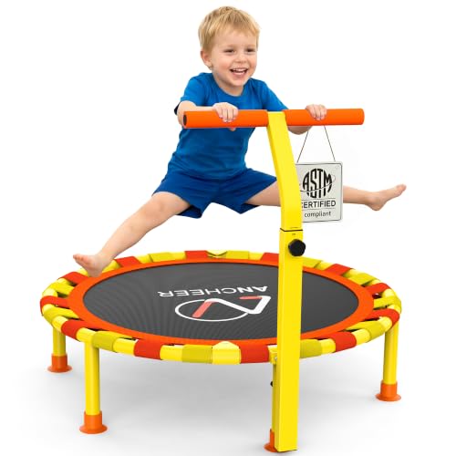 ANCHEER 38'' Kids Trampoline with Handle - Foldable Mini Indoor Jumping Mat (Orange)
