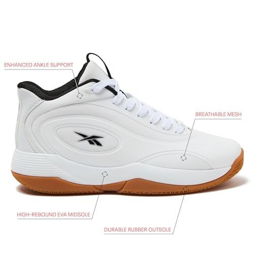 Reebok Open Gym High Top Basketball Sneakers Women 8.5 White/White/Gum