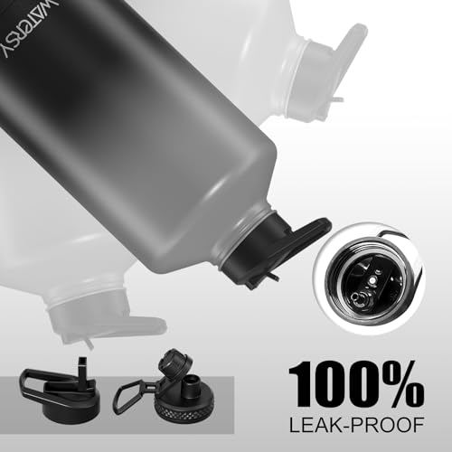 128oz Insulated Water Bottle - BPA Free & Leak Proof, Grey Black