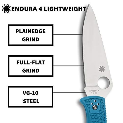 Spyderco Endura 4 Lightweight Folding Pocket Knife, PlainEdge, Blue